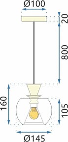 Toolight - Stropná lampa závesná sklenená guľa zlatá APP902-1CP, OSW-06676