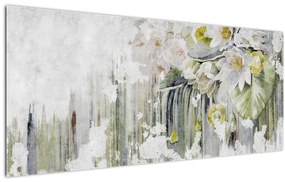 Obraz - Biele kvety, vintage (120x50 cm)