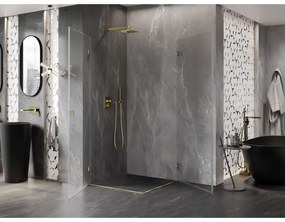 Mexen Lunar-B Duo, výklopný sprchový kút 80 x 80 cm, 8mm číre sklo, zlatý matný profil, 832-080L-080P-55-00