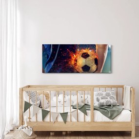 Obraz - Futbalová lopta v ohni (120x50 cm)