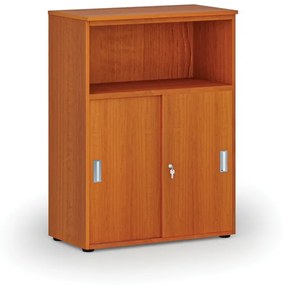 Kombinovaná kancelárska skriňa so zásuvnými dverami PRIMO WOOD, 1087 x 800 x 420 mm, čerešňa