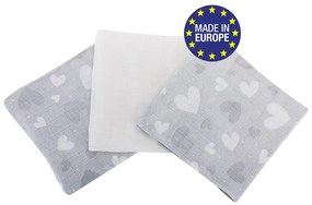 Bomimi PLIENKY látkové Premium 80x70 (3ks), SRDCE-SIVÁ