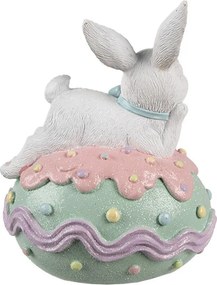 Dekorácia králik s mašľou na zelenom vajíčku - 11*9*15 cm