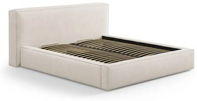 Krémovobiela čalúnená dvojlôžková posteľ s úložným priestorom s roštom 180x200 cm Simon Olivia – Micadoni