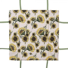 Béžový bavlnený košík na pečivo so slnečnicami Sunny Sunflowers - 35*35*8 cm