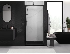 Mexen Exo, 1-krídlové dvere do otvoru 85x200 cm, 6mm číre sklo, čierny profil, 817-085-000-70-00