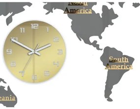 Sammer Nástenné hodiny mapa sveta 110x55 cm Mapa110X55Grey_Gold