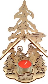 AMADEA Drevený svietnik betlehem, skladací, 19 cm