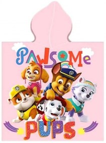 Dievčenské plážové pončo - osuška s kapucňou Paw Patrol - Tlapková patrola - motív Rainbow - 100% bavlna - 55 x 110 cm