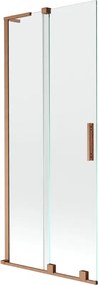 Mexen Velar L, 2-krídlová posuvná vaňová zástena 80 x 150 cm, 8mm číre sklo, medená matná, 896-080-003-01-65