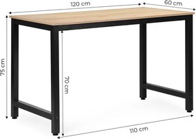 Počítačový stôl 120 x 60 cm – pracovný stôl do kancelárie a študentskej izby čierna