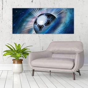 Obraz - Futbalová lopta vo vesmíre (120x50 cm)