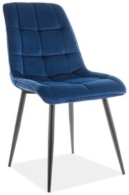 Stolička POSH námornícka modrá (látka Bluvel 86) - moderná, čalúnená, zamatová, do obývačky, jedálne