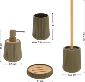 Sada kúpeľňových doplnkov Roza, olivová/s drevenými prvkami