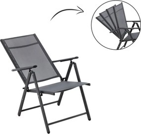 CH Polohovateľná záhradná oceľová stolička Glam - tmavosivá
