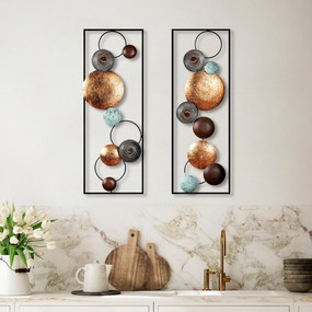 Súprava 2 ks nástenných kovových dekorácií Štruktúrovaných - 9 viacfarebných