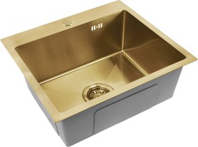 Rea Leo, 1-komorový oceľový drez 500x450x185 mm, zlatá matná, ZLE-06004