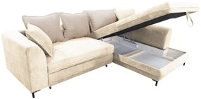 Rozkladacia rohová sedacia súprava s úložným priestorom do L LAGOA pravá béžová/hnedá