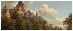 Obraz - Jan van der Heyden, View Down a Dutch Canal, reprodukcia (120x50 cm)