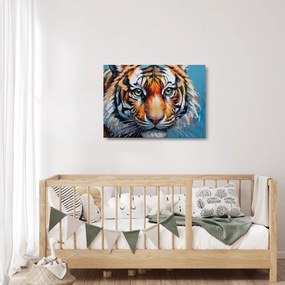 Sklenený obraz - Pohľad tigra, maľba (70x50 cm)