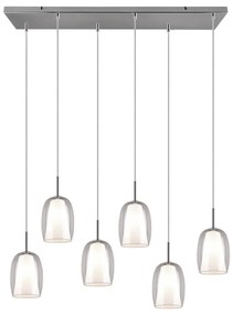 Závesné svietidlo v striebornej farbe so skleneným tienidlom Barret – Trio Select