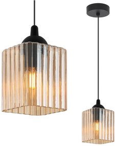 Závesné svietidlo Riffle Square, 1x medové sklenené tienidlo, b