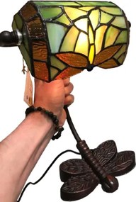 Bank lampa Tiffany vitráž VÁŽKA GREEN Iron Base 28*20 CM