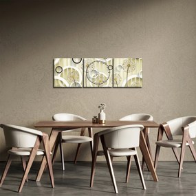 Abstraktný obraz s púpavami (s hodinami) (90x30 cm)