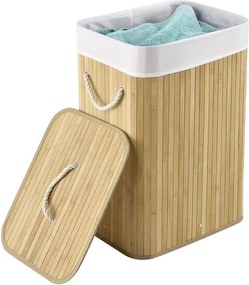 72 l bambusový košík na bielizeň s vekom a vreckom