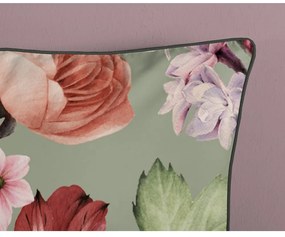 Zelené obliečky na jednolôžko/predĺžené z bavlneného saténu 140x220 cm Fiori – Descanso