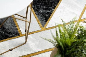 Koberec EMERALD exkluzívne 1015 glamour, štýlový mramor, geometrický čierna / zlato Veľkosť: 120x170 cm