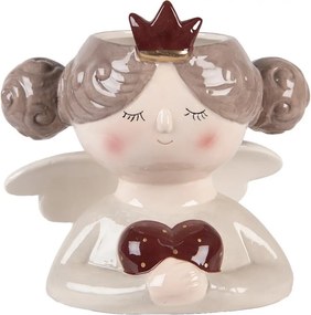 Béžový keramický obal na kvetináč anjel - 17*14*17 cm