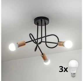 LED prisadený luster OXFORD 3×E27/15W/230V čierny