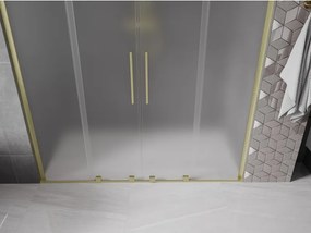 Mexen Velar L Duo, posuvné sprchové dvere do otvoru 170 cm, 8mm sklo námraza, zlatá matná, 871-170-003-32-55