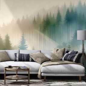 Samolepiaca tapeta hmlistý les v akvareli