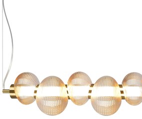 Závesné svietidlo Bolla, 9x jantárové sklenené tienidlo, g