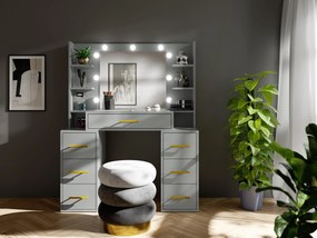 Toaletný stolík Bronetta 1 (chinchillová sivá) (so zrkadlom) (s LED osvetlením). Akcia -20%. Vlastná spoľahlivá doprava až k Vám domov. 1123708