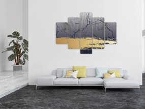 Obraz - Modrá a zlatá abstrakcia N⁰1 (150x105 cm)