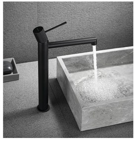 Matne čierna stojančeková umývadlová batéria Solaris – Sapho