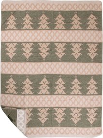 Béžovo-zelený obojstranný pléd so stromčekmi Christmas Tree XL – 150*200*3 cm
