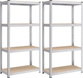 Súprava 2 ks oceľových nastaviteľných políc s vysokou nosnosťou, 160x80x40, sivé