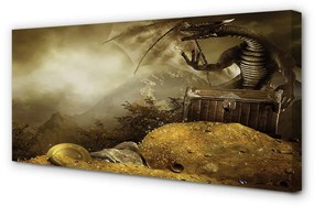 Obraz canvas Dragon horské mraky zlato 100x50 cm