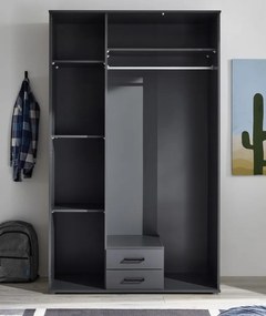 Šatníková skriňa Laurie, 120 cm, grafit/dub