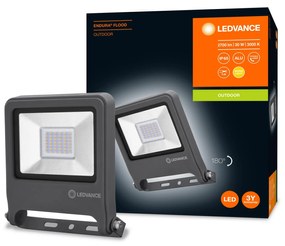 LEDVANCE Vonkajší LED nástenný reflektor ENDURA FLOOD, 30W, teplá biela, IP65, sivý