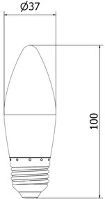 Mexen Nova, LED žiarovka E27, C37, 5W, Neutrálna - 4000K, 525 lm - L102-E27-0540-01