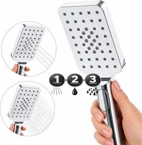Erga Oslo, sprchový set s batériou, poličkou, výtokom a hlavovou sprchou 30×30 cm, chrómová, ERG-YKA-BP.OSLO-30-CHR