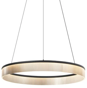 Moderné závesné svietidlo čierne 78 cm vrátane LED s 3-stupňovým stmievaním - Anello Chandelier