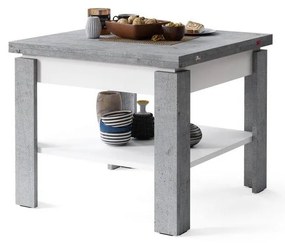 Rozkladací konferenčný/jedálenský stôl s odkladacou poličkou LIA šedá betón/biela