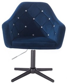 LuxuryForm DESIGN Kreslo ROMA VELUR na čiernom kríži - modré