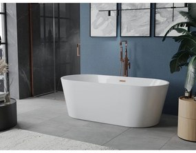 Mexen Luna, voľne stojaca vaňa 180 x 80 cm, biela, medený prepad, 52031808000-65